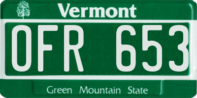 VT license plate OFR653