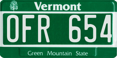 VT license plate OFR654