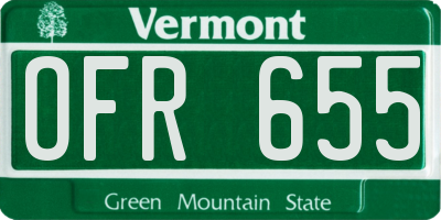 VT license plate OFR655