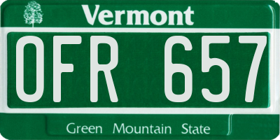 VT license plate OFR657
