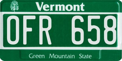 VT license plate OFR658
