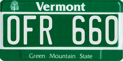 VT license plate OFR660