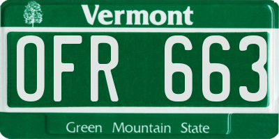VT license plate OFR663