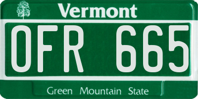 VT license plate OFR665