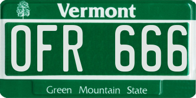 VT license plate OFR666