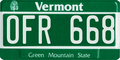 VT license plate OFR668