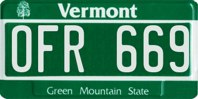 VT license plate OFR669