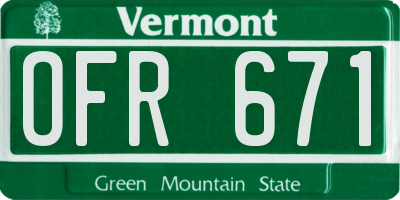 VT license plate OFR671
