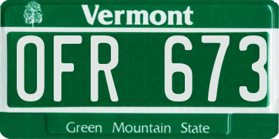 VT license plate OFR673