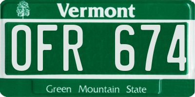 VT license plate OFR674