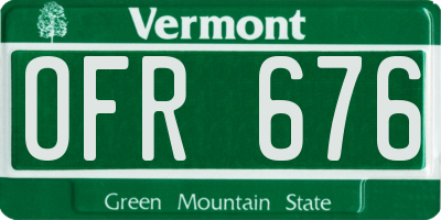 VT license plate OFR676