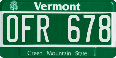 VT license plate OFR678
