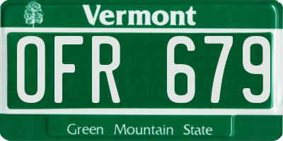 VT license plate OFR679