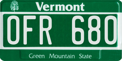 VT license plate OFR680