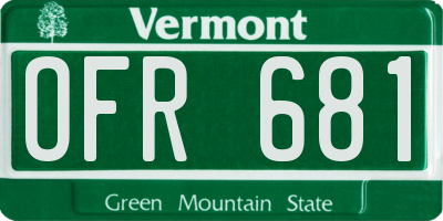 VT license plate OFR681