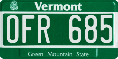 VT license plate OFR685