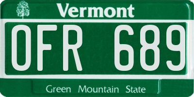 VT license plate OFR689