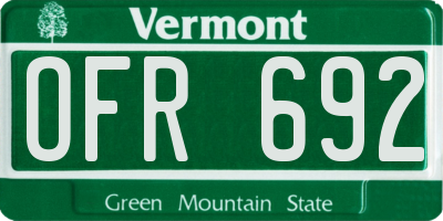 VT license plate OFR692