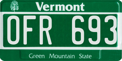 VT license plate OFR693