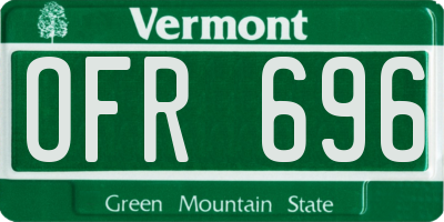 VT license plate OFR696