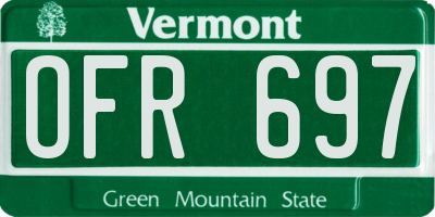 VT license plate OFR697
