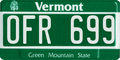 VT license plate OFR699