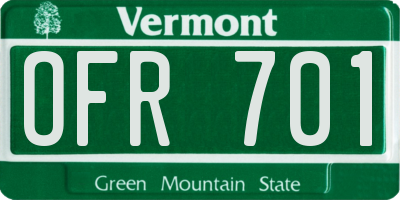VT license plate OFR701