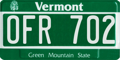 VT license plate OFR702