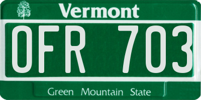 VT license plate OFR703