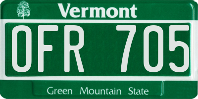 VT license plate OFR705