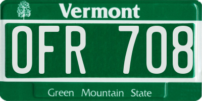 VT license plate OFR708