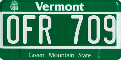 VT license plate OFR709