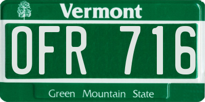 VT license plate OFR716
