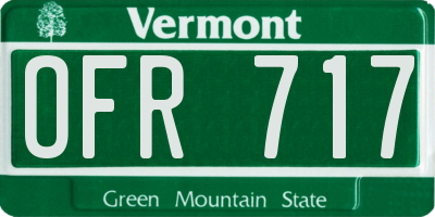 VT license plate OFR717