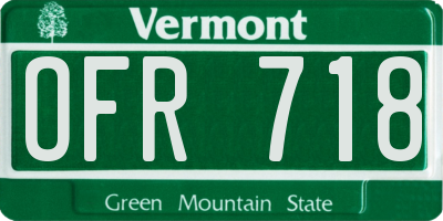 VT license plate OFR718