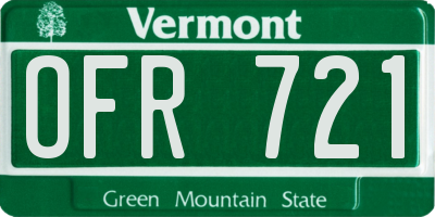 VT license plate OFR721