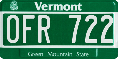 VT license plate OFR722