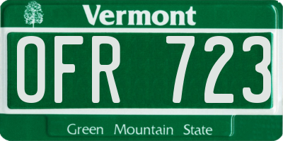 VT license plate OFR723