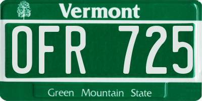 VT license plate OFR725