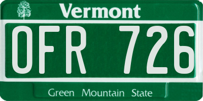 VT license plate OFR726