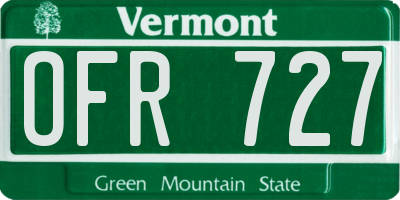 VT license plate OFR727