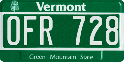 VT license plate OFR728