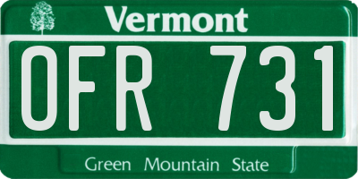 VT license plate OFR731