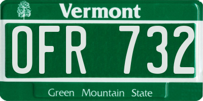 VT license plate OFR732