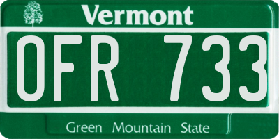 VT license plate OFR733