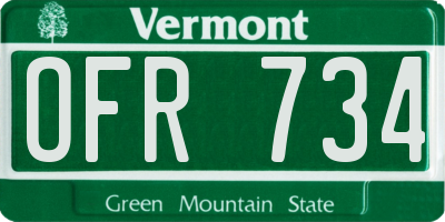 VT license plate OFR734