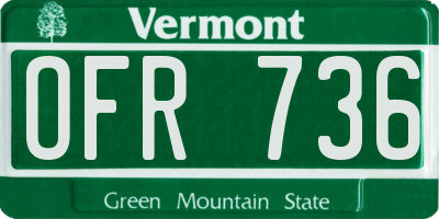 VT license plate OFR736