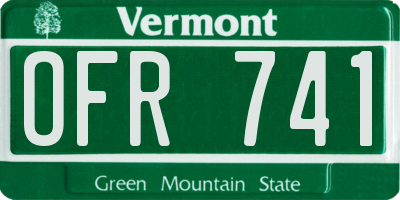 VT license plate OFR741