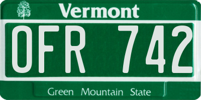 VT license plate OFR742