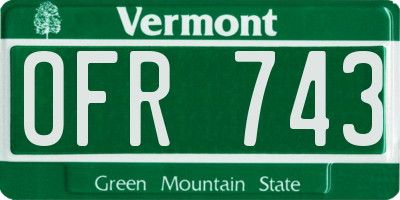 VT license plate OFR743